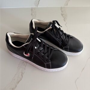 Airwalk Black Leather Sneakers with White Soles Size 7.5